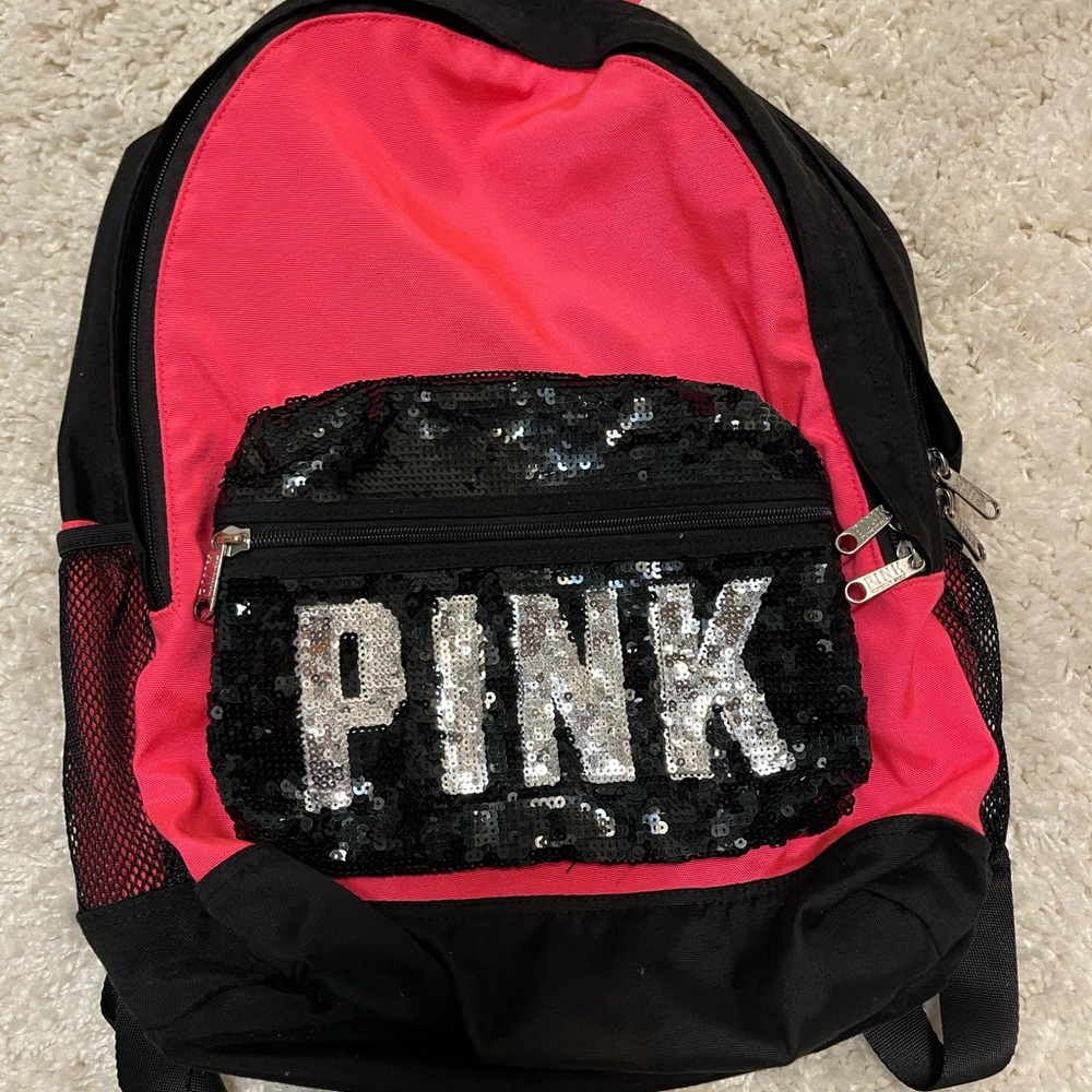 Victoria's Secret Pink Sequins Backpack Super Cute Great Condition